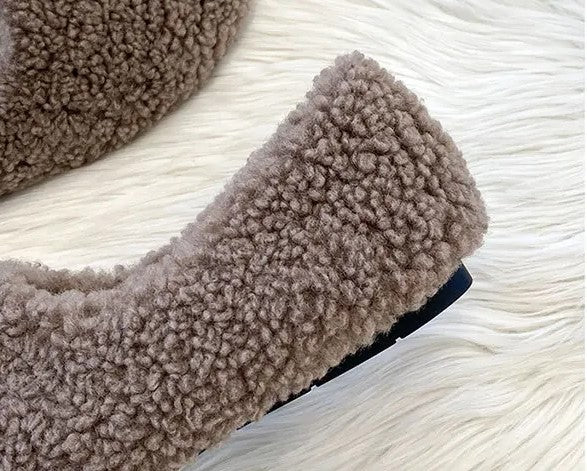 Women's Fuzzy Slippers in a Ballerina Shape | Teddy Lined Slip On Flats with a Rounded Toe | Sizes 5.5 to 11, 4 Colors
