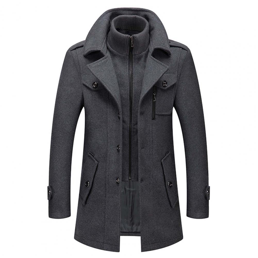 Men's Men's Coat with Zip Closure and Pockets | For Winter | Size M-5XL | Black, Brown, Grey