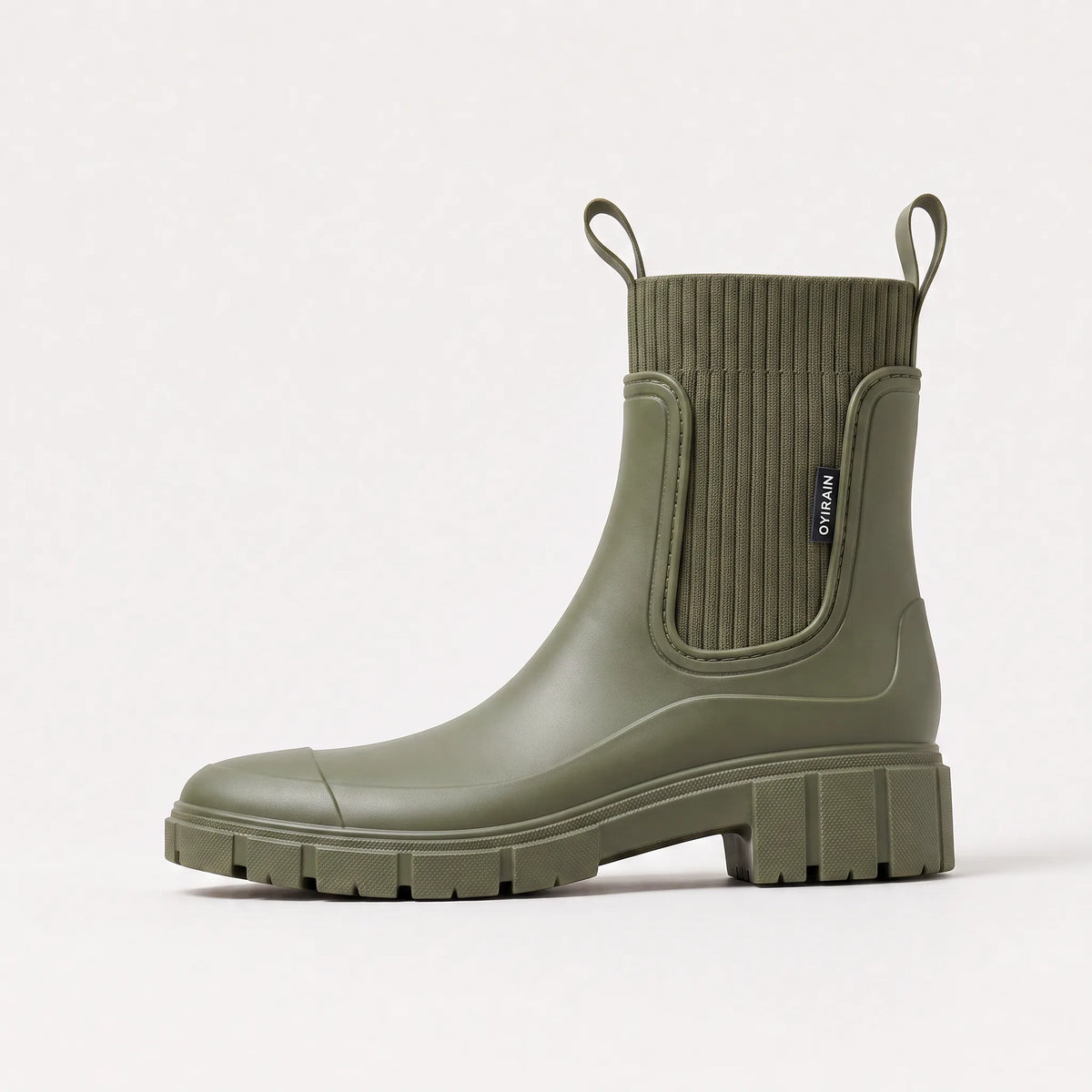 Women's Waterproof Boots with Ribbed Elastic Side Panels | Front and Back Pull Tabs, Chunky Lug Sole | Sizes 5.5-9.5, 5 Colors