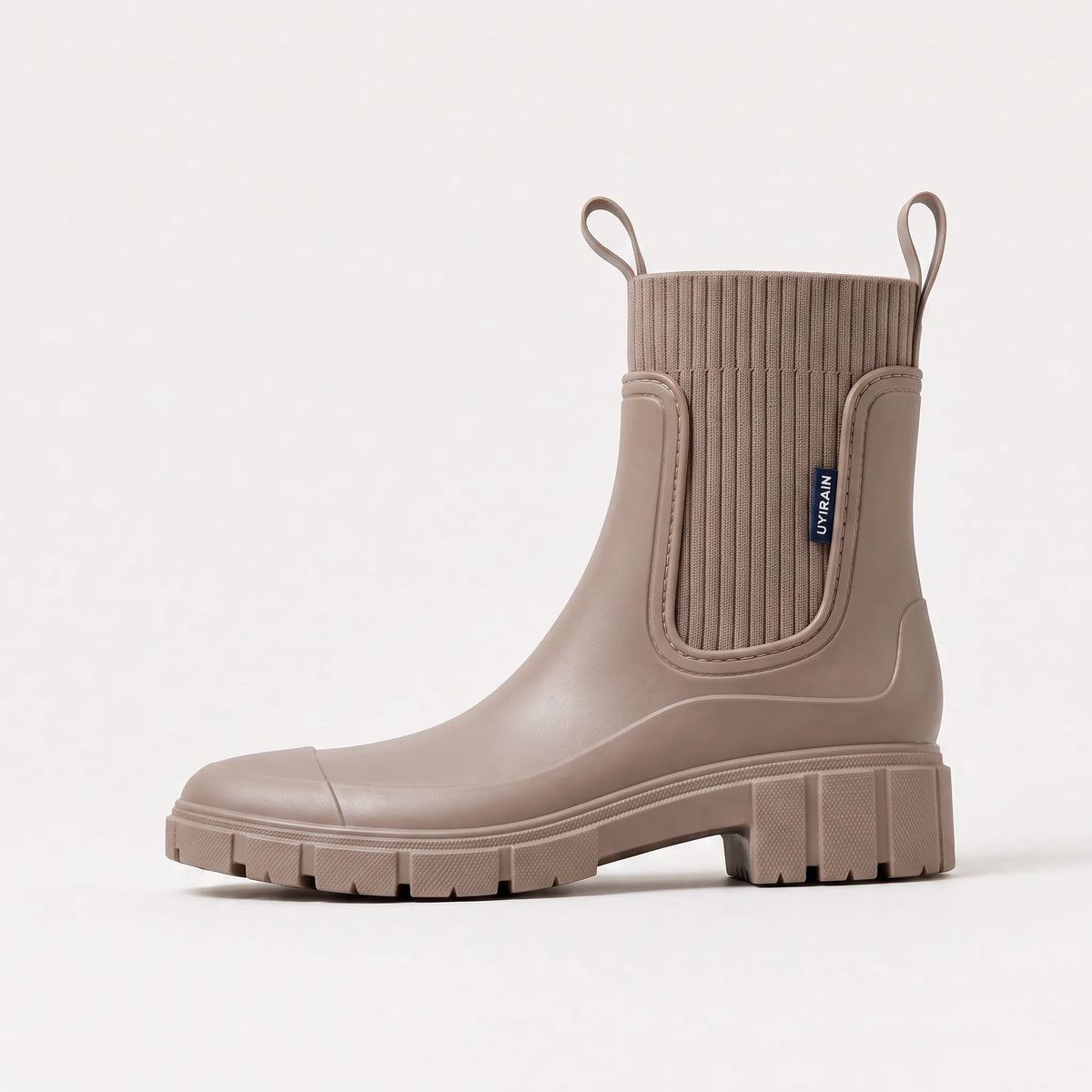 Women's Waterproof Boots with Ribbed Elastic Side Panels | Front and Back Pull Tabs, Chunky Lug Sole | Sizes 5.5-9.5, 5 Colors
