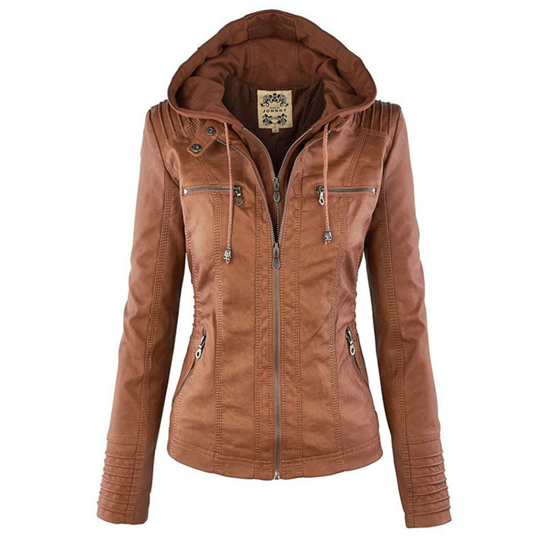Women's Slim Fit Hooded Jacket with Full Zip Closure | Multi-Pocket Utility Style, Detailed Stitching | Size S-3XL