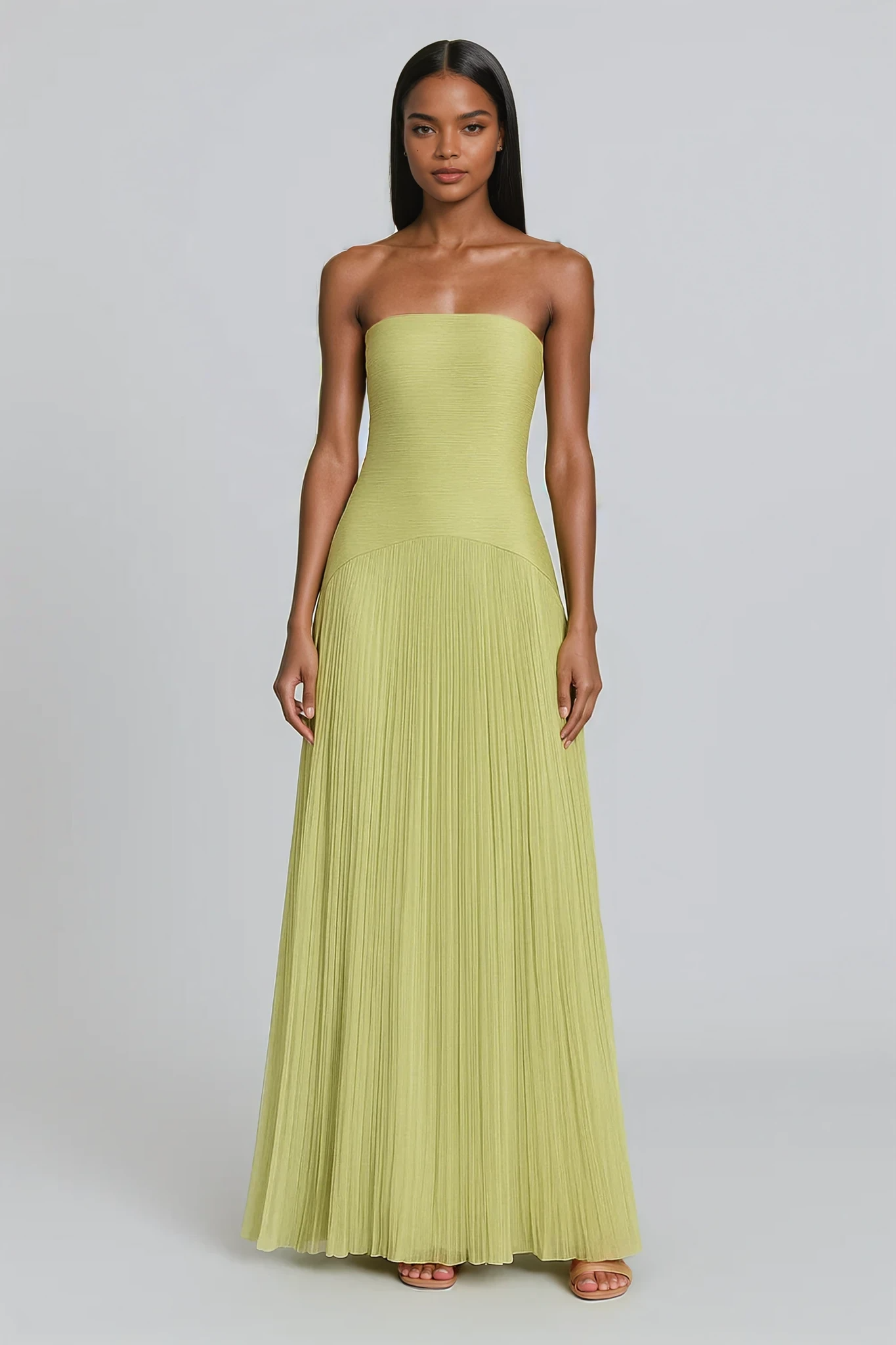 Maxi Dress with Drop Waist and Flowing Silhouette