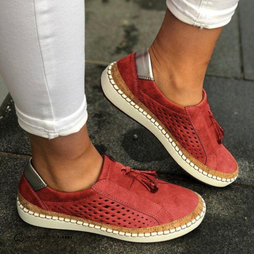 Women's Slip-On Walking Shoes with Perforated Breathable Upper | Lightweight Design, Flexible Anti-Slip Sole | Size 5-12