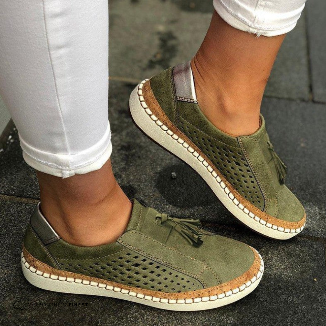 Women's Slip-On Walking Shoes with Perforated Breathable Upper | Lightweight Design, Flexible Anti-Slip Sole | Size 5-12