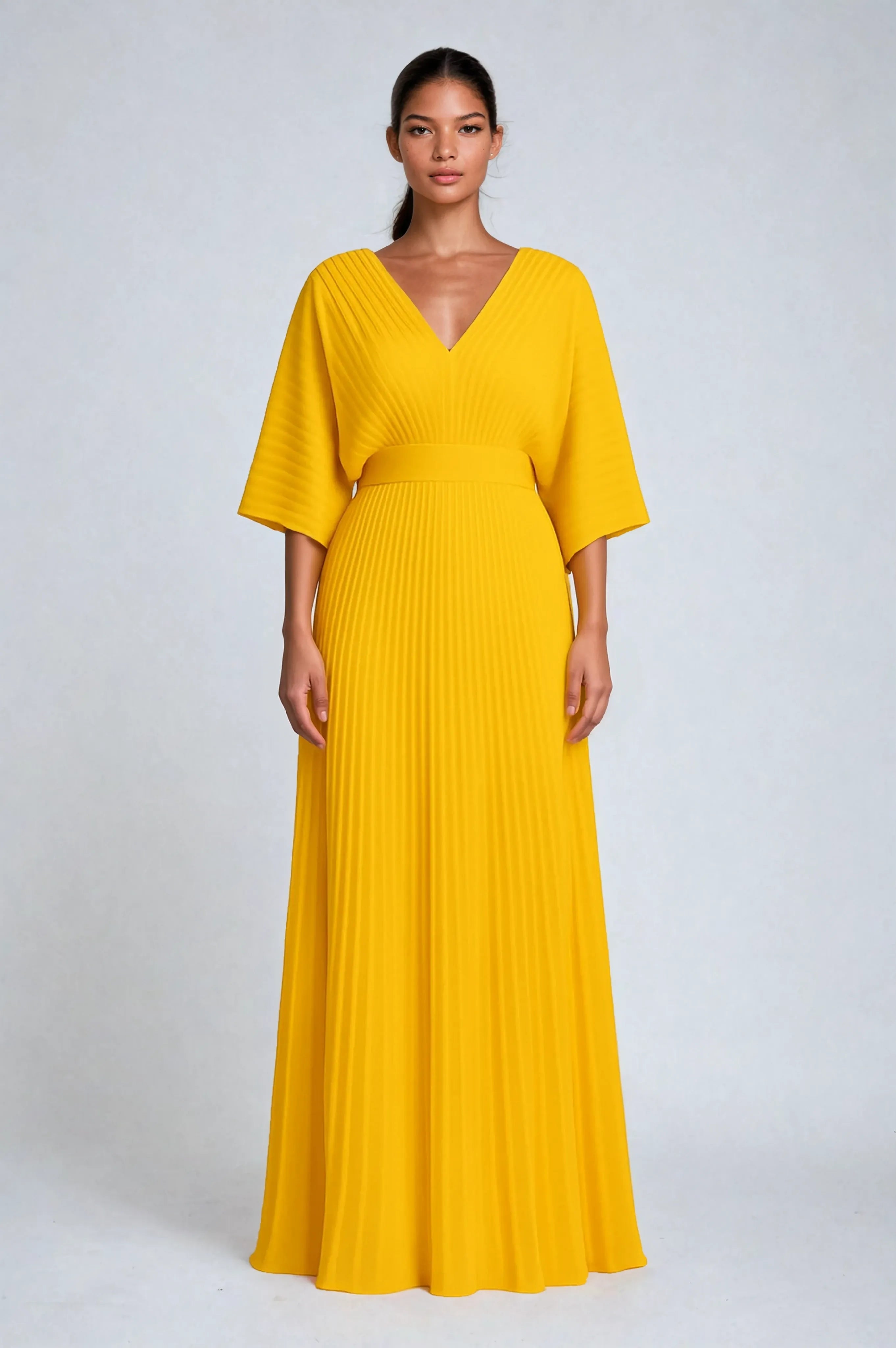 Pleated Maxi Dress with Sleeveless Design