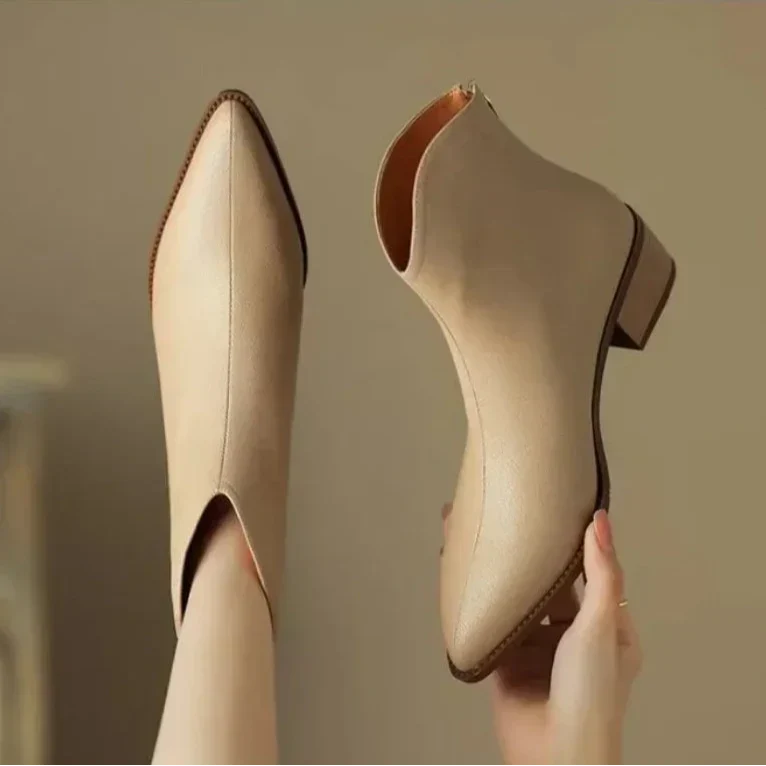 Women's Ankle Boots with a Block Heel | Pointed Toe and Cushioned Sole for Office and Evening | Size 5.5-8, 3 Colors