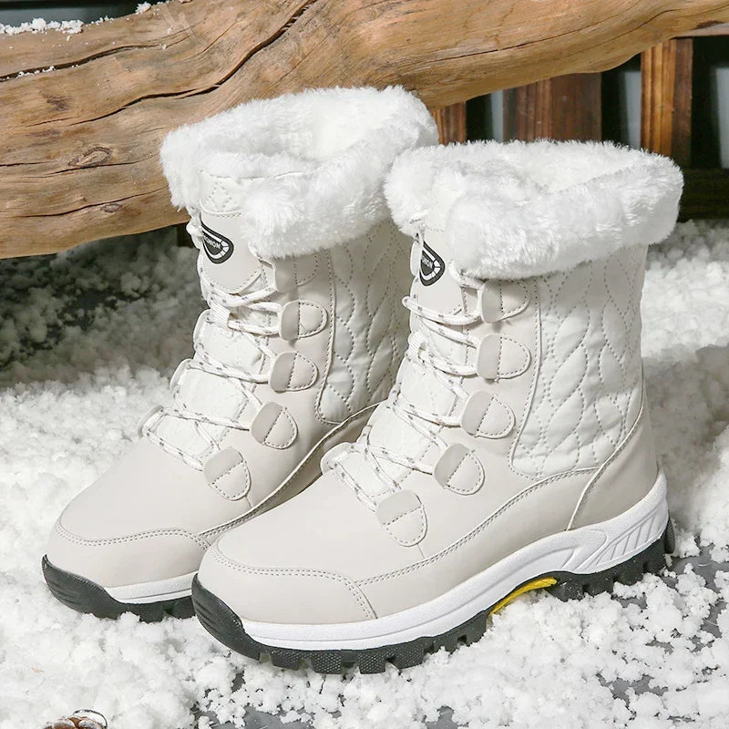 Women's Snow Boots with Faux Fur Cuff | Lace-Up Front and Hard-Wearing Sole with Grip | 3 Colors