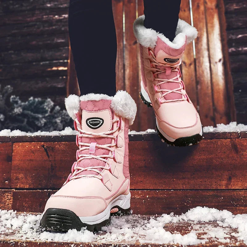 Women's Snow Boots with Faux Fur Cuff | Lace-Up Front and Hard-Wearing Sole with Grip | 3 Colors