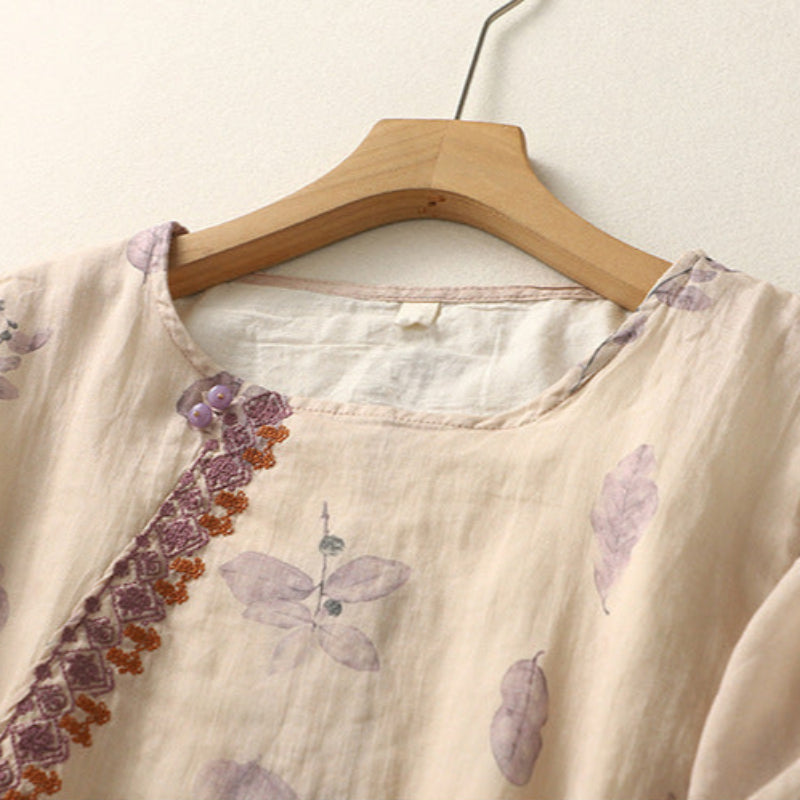 Women's Floral Embroidered Top with Sheer Inserts | Collared Button Up Shirts for Women in a Light Weave | Size S-2XL, 2 Colors