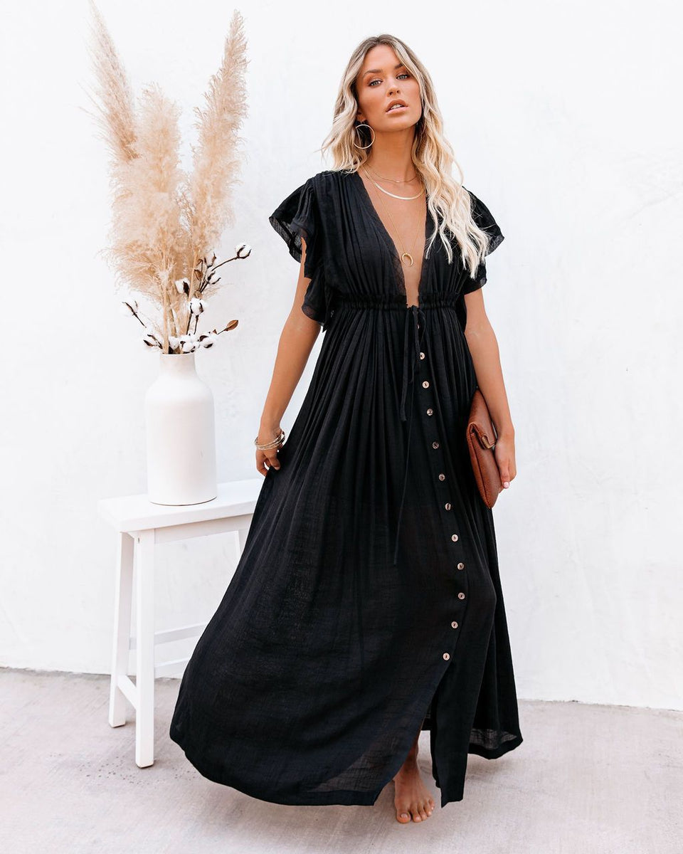 Rose | Women's Boho Button Front Maxi Dress