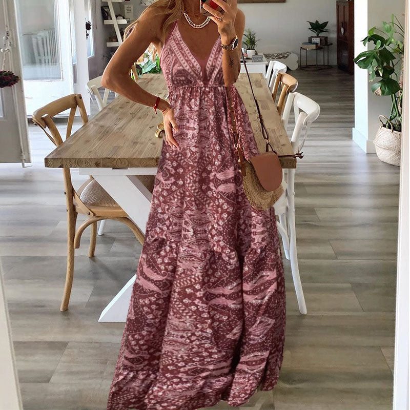 Sydney | Women's Boho V Neck Flowy Maxi Dress