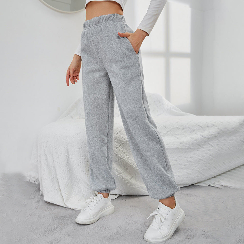 Women's Grey Sweatpants with Elastic Waist and Pockets | Relaxed Fit Loungewear in Soft Breathable Fabric | Size S-XL