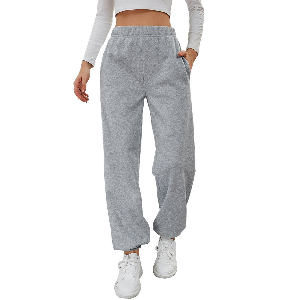 Women's Grey Sweatpants with Elastic Waist and Pockets | Relaxed Fit Loungewear in Soft Breathable Fabric | Size S-XL