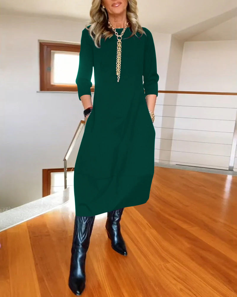 Women's Long Sleeve Maxi Dress | Lightweight Fabric with a Soft Drape for Formal Evenings | Size S-5XL, 5 Colors