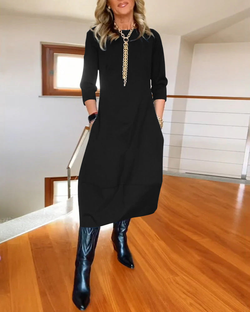 Women's Long Sleeve Maxi Dress | Lightweight Fabric with a Soft Drape for Formal Evenings | Size S-5XL, 5 Colors