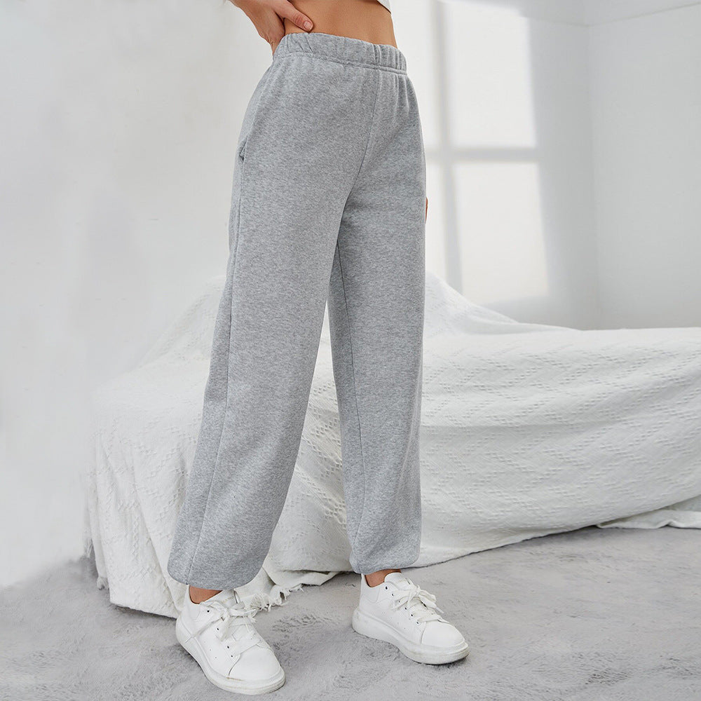 Women's Grey Sweatpants with Elastic Waist and Pockets | Relaxed Fit Loungewear in Soft Breathable Fabric | Size S-XL