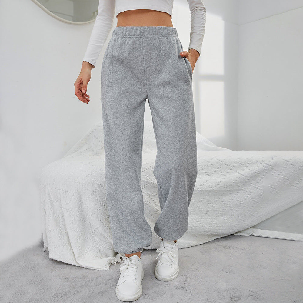 Women's Grey Sweatpants with Elastic Waist and Pockets | Relaxed Fit Loungewear in Soft Breathable Fabric | Size S-XL