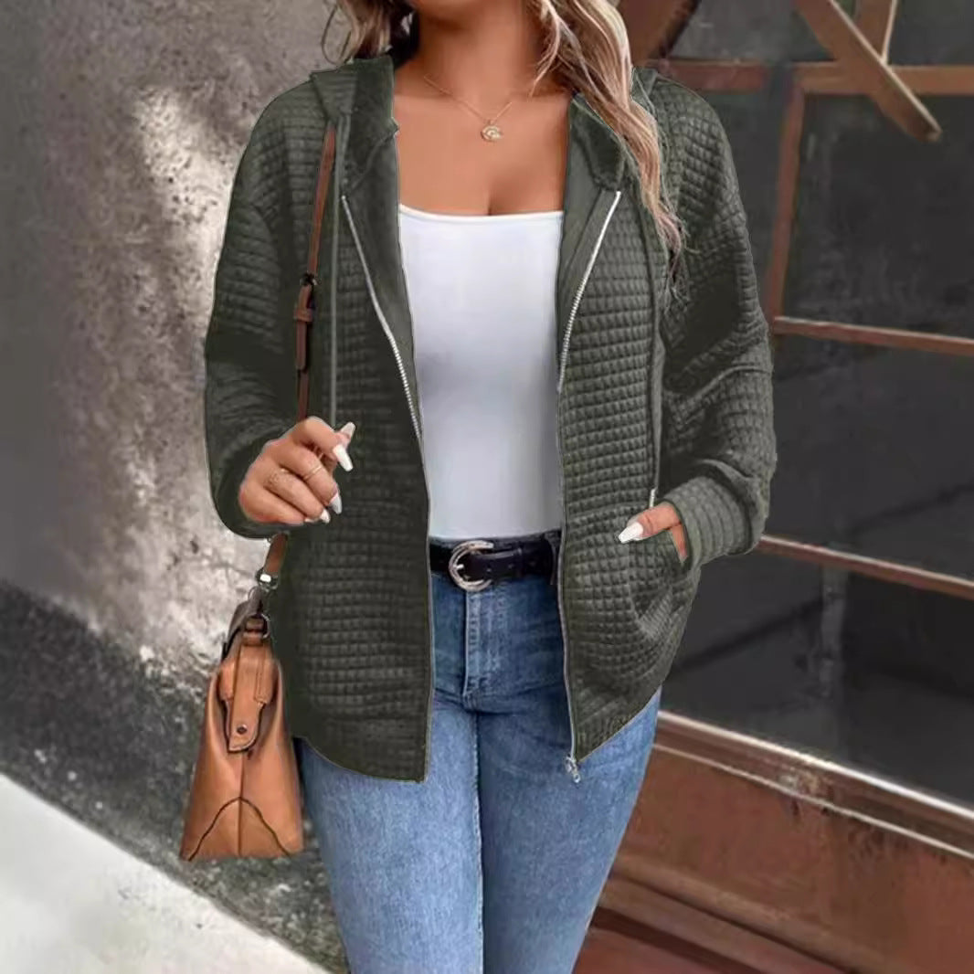Women's Textured Hoodie with Pockets in Breathable Fabric | Loose Fit Hooded Layer for Everyday and Leisure | Size S-2XL