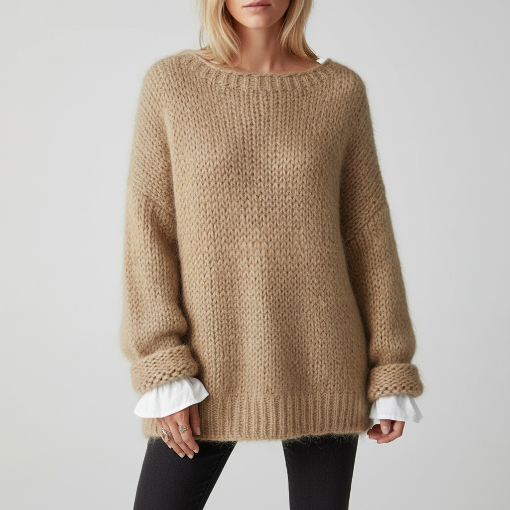 Women's Oversized Crochet Sweater in Open Knit | Lightweight, Breathable Acrylic Pullover for Between Seasons | Size S-XL