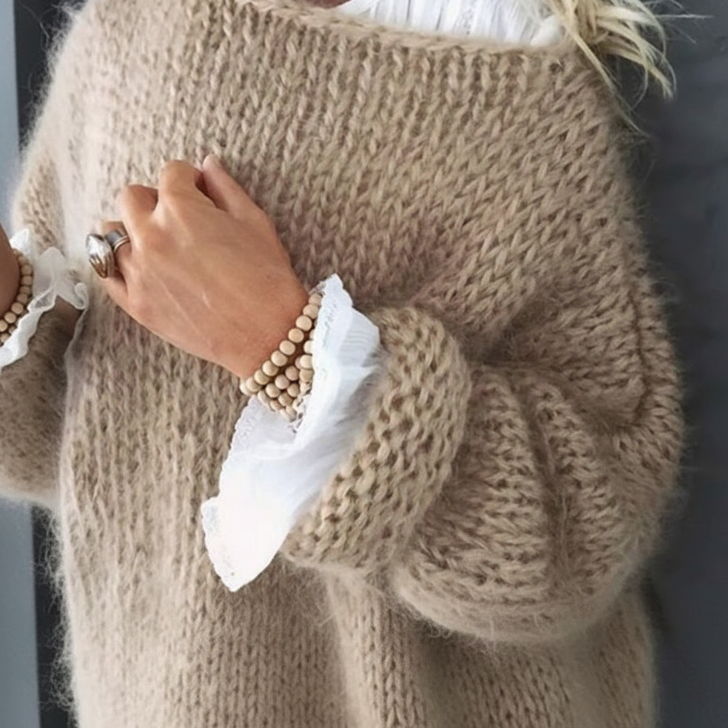 Women's Oversized Crochet Sweater in Open Knit | Lightweight, Breathable Acrylic Pullover for Between Seasons | Size S-XL
