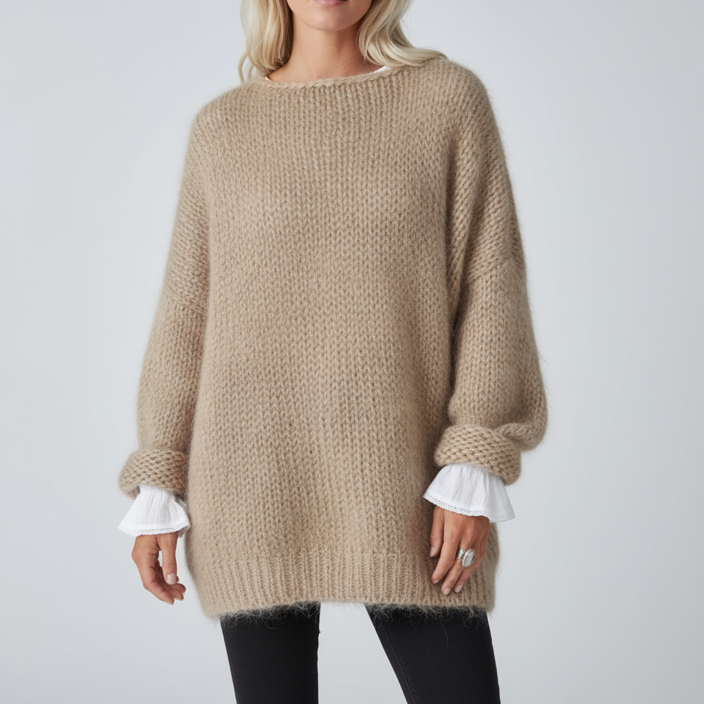 Women's Oversized Crochet Sweater in Open Knit | Lightweight, Breathable Acrylic Pullover for Between Seasons | Size S-XL