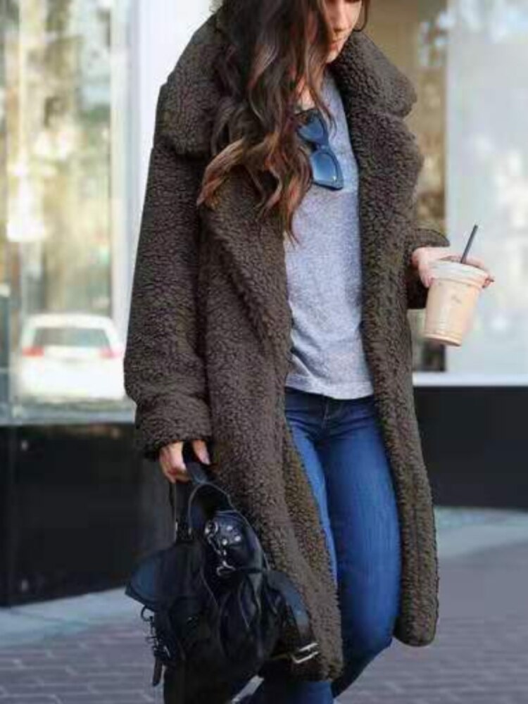 Women's Fleece Jacket | For Winter | Size S-3XL | Apricot, Black, Dark Grey, Army Green, Chocolate, Camel