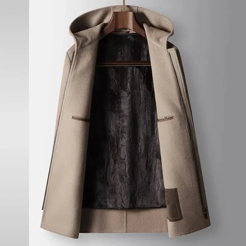 Womens Coat with Wool and Hood | Zip Closure | For Winter | Size XS-2XL | Brown, Black
