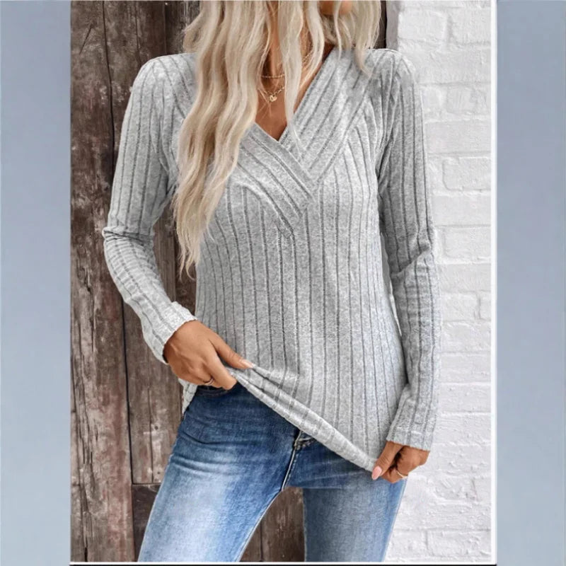 Women's Raised Stripe Knit Sweater | Lightweight Relaxed Pullover for Office Days and Dinners | Size S-2XL, 3 Colors