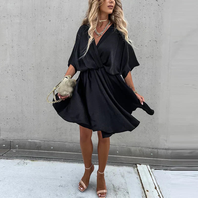Flowy Wrap-Style Mini Dress