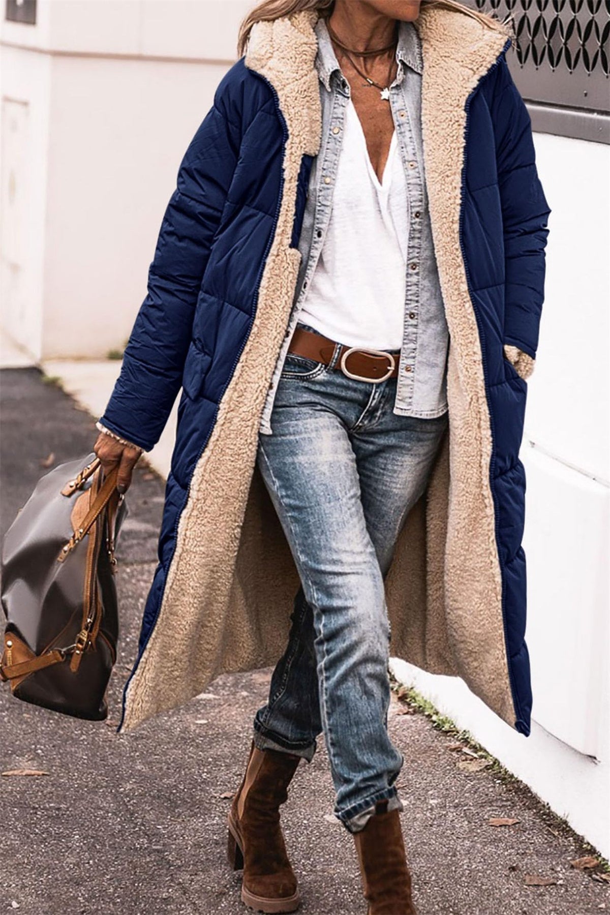 Women's Puffer Jacket with Quilted Panels and Longline Cut | Pockets, Side Pockets | For Winter | Size S-3XL