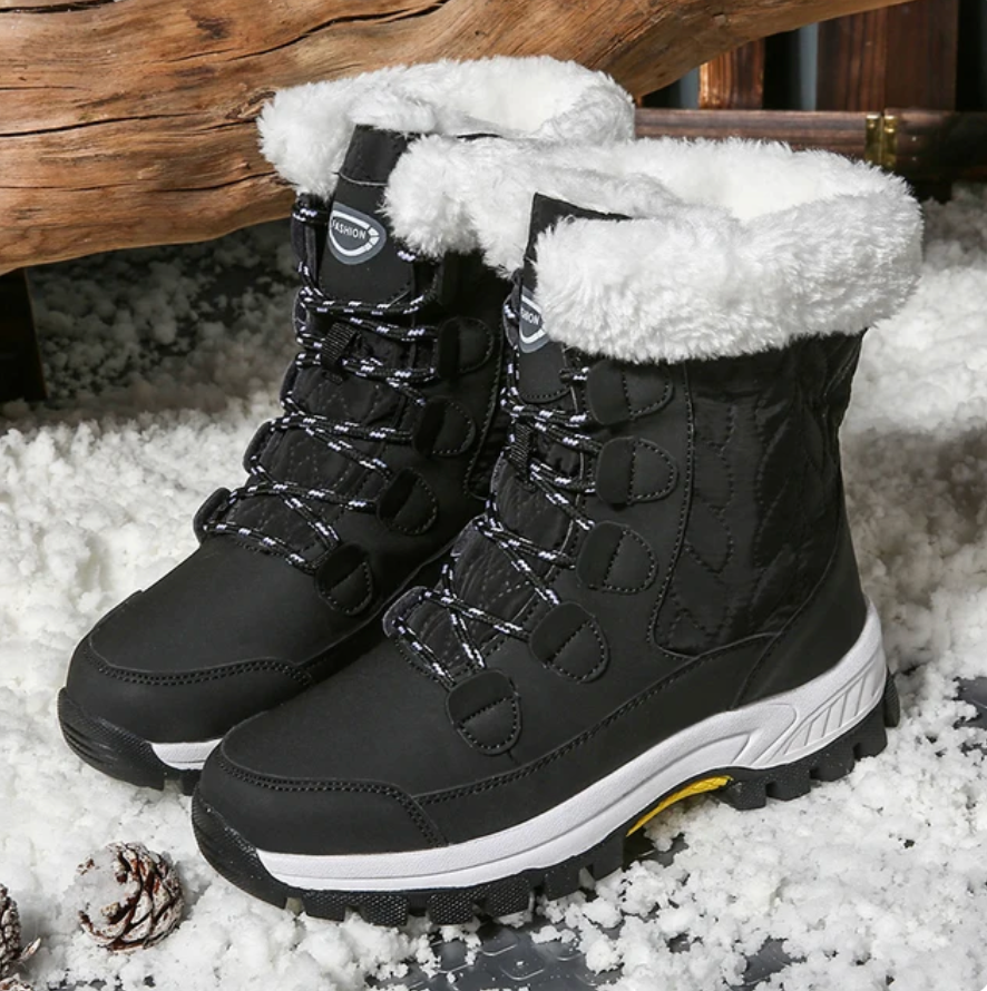 Women's Snow Boots with Faux Fur Cuff | Lace-Up Front and Hard-Wearing Sole with Grip | 3 Colors