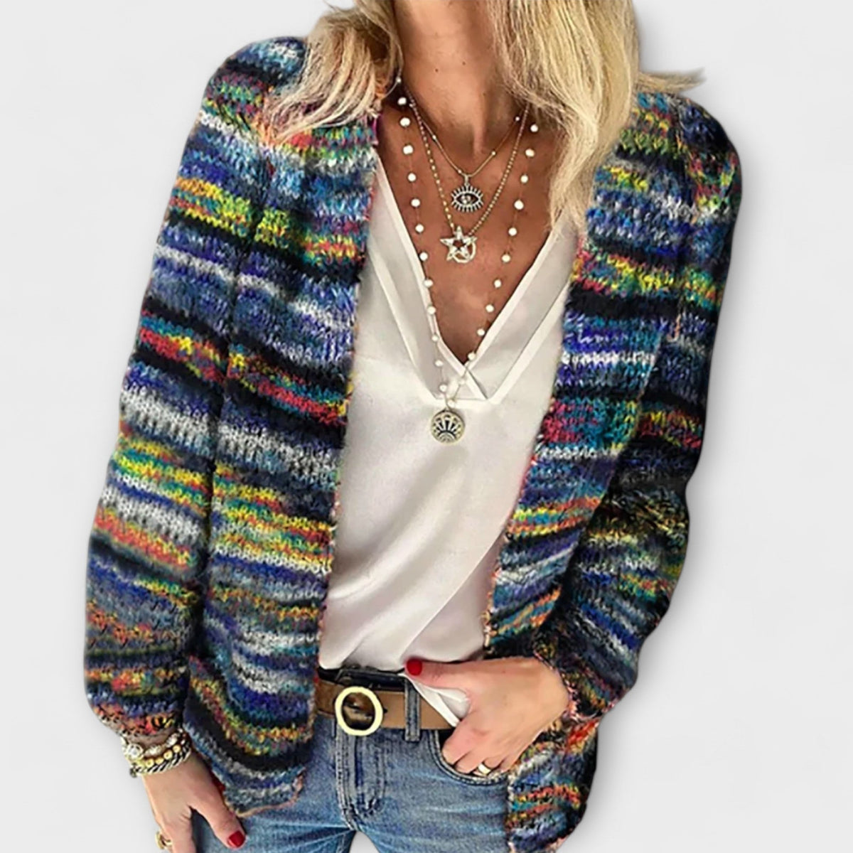 Women's Lightweight Open Front Cardigan in Blue or Red | Breathable Loose Fit Layer, Machine Washable | Size S-3XL