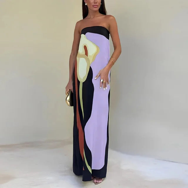 Colorful Summer Maxi Dress with Flowing Silhouette