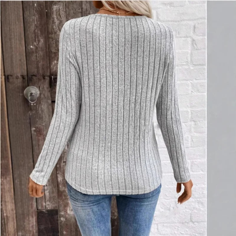 Women's Raised Stripe Knit Sweater | Lightweight Relaxed Pullover for Office Days and Dinners | Size S-2XL, 3 Colors