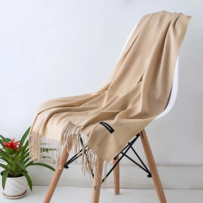 Women's Cashmere Wool Scarf, 200 x 70 cm | Acrylic Blend, Fringed Ends, Breathable | Available in 9 Colors