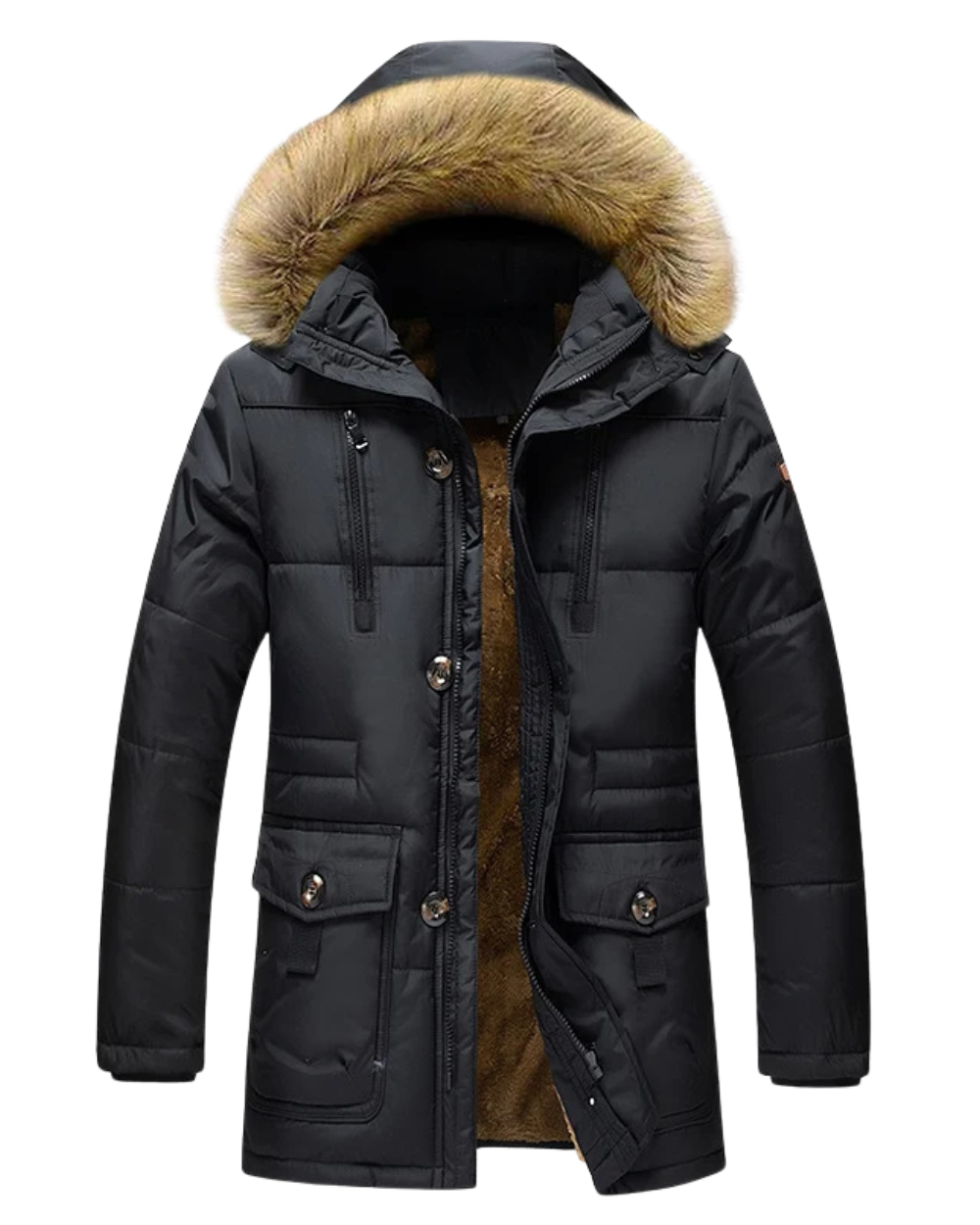 Men's Mens Parka with Breathable Fabric | For Winter | Size S-5XL | Black, Brown, Khaki