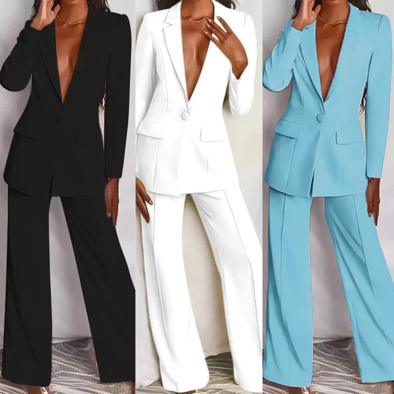 Women's Blazer | Size XS-3XL | Black, White, Light Blue