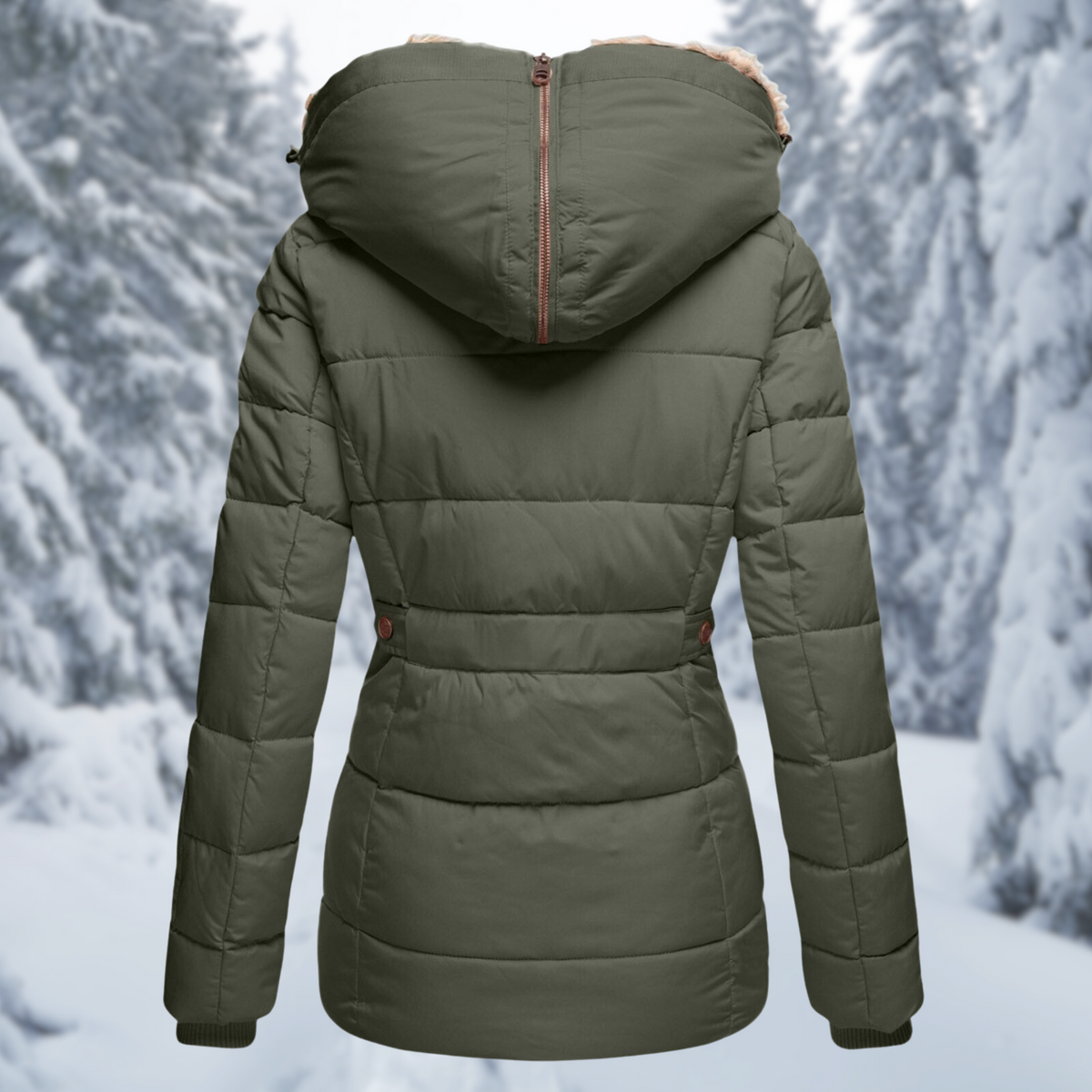 Women's Warm Winter Jacket with Fur Hood | Fluffy Lined Insulated Coat, Not Bulky, for Cold Weather Days | Size S-2XL