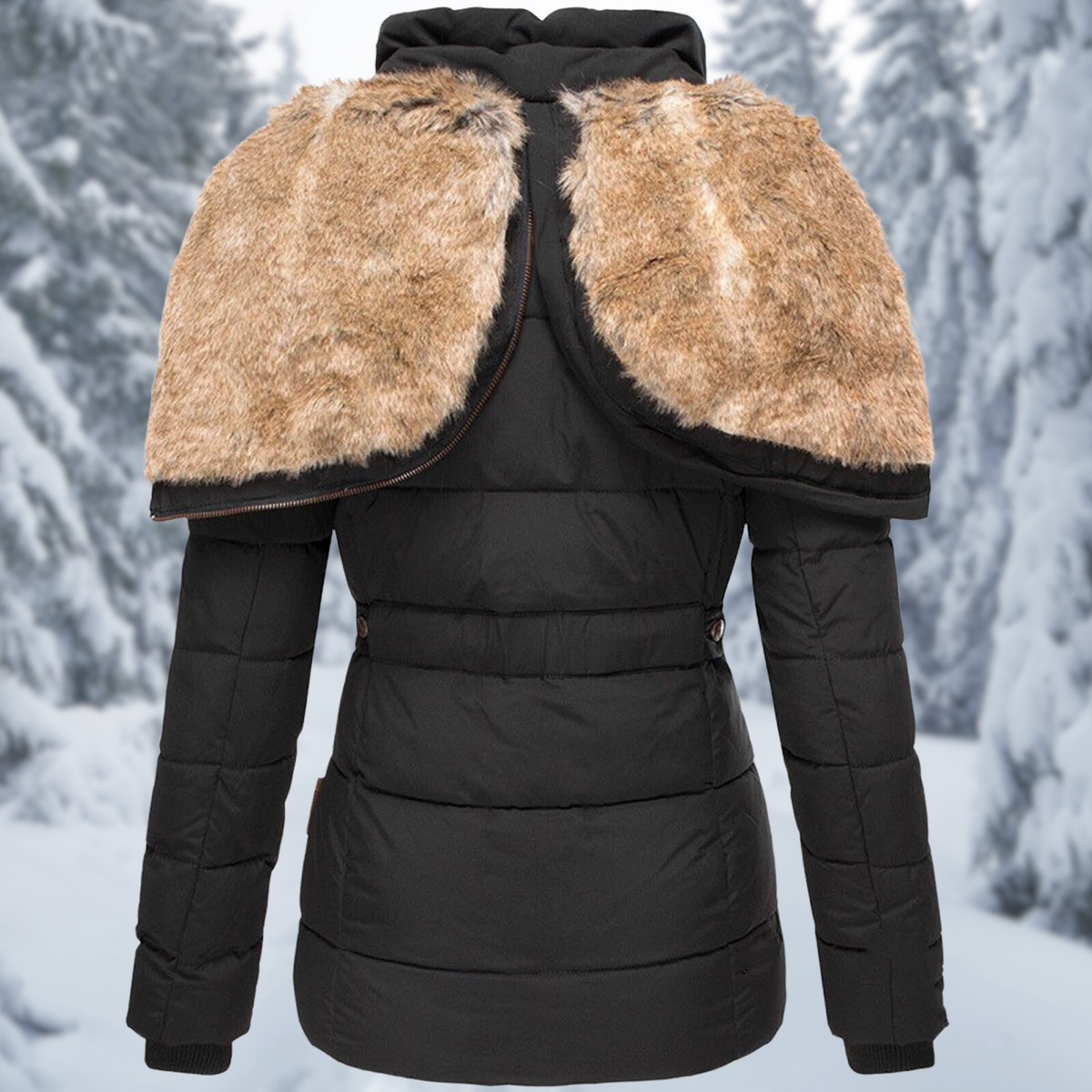 Women's Warm Winter Jacket with Fur Hood | Fluffy Lined Insulated Coat, Not Bulky, for Cold Weather Days | Size S-2XL