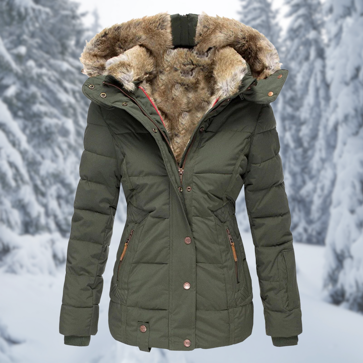 Women's Warm Winter Jacket with Fur Hood | Fluffy Lined Insulated Coat, Not Bulky, for Cold Weather Days | Size S-2XL