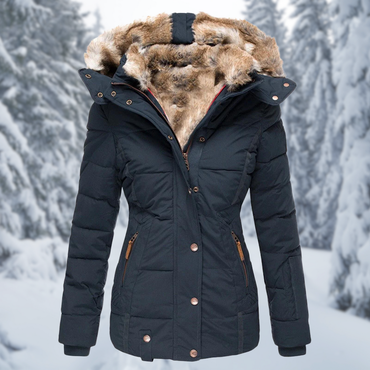 Women's Warm Winter Jacket with Fur Hood | Fluffy Lined Insulated Coat, Not Bulky, for Cold Weather Days | Size S-2XL
