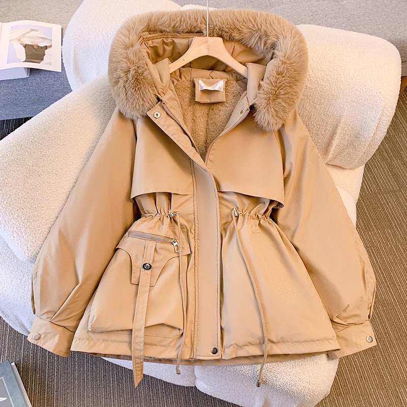 Women's Faux Fur-Trimmed Winter Coat | Hooded, Adjustable Waist, Wind and Snow Resistant Tailored Fit | 4 Colors