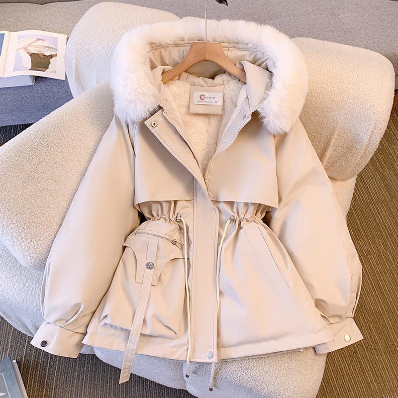 Women's Faux Fur-Trimmed Winter Coat | Hooded, Adjustable Waist, Wind and Snow Resistant Tailored Fit | 4 Colors