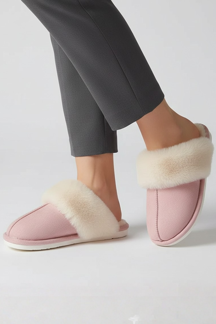 Women's Home Slippers with a Plush Lining | Rounded Closed Toe and a Flat Textured Outsole | 5 Colors