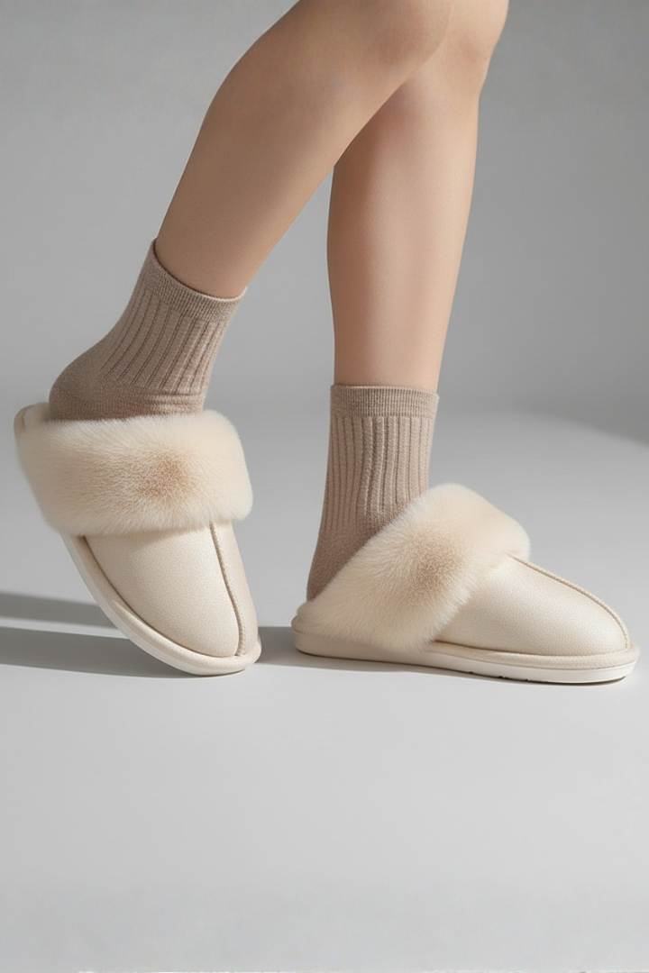 Women's Home Slippers with a Plush Lining | Rounded Closed Toe and a Flat Textured Outsole | 5 Colors