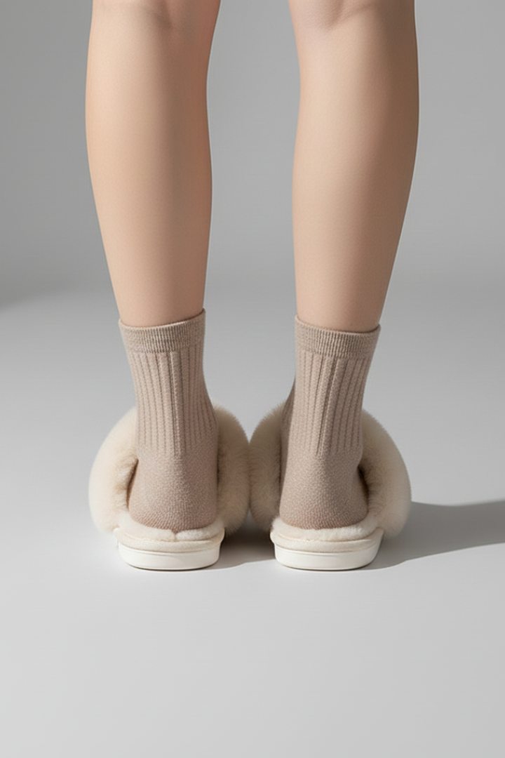 Women's Home Slippers with a Plush Lining | Rounded Closed Toe and a Flat Textured Outsole | 5 Colors