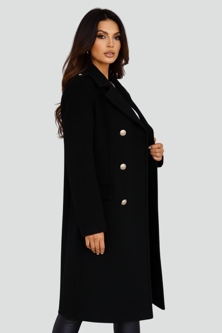 Women's Long Winter Coat with Double Button Front | Clean Silhouette Overcoat for Everyday Wear | Size S-3XL