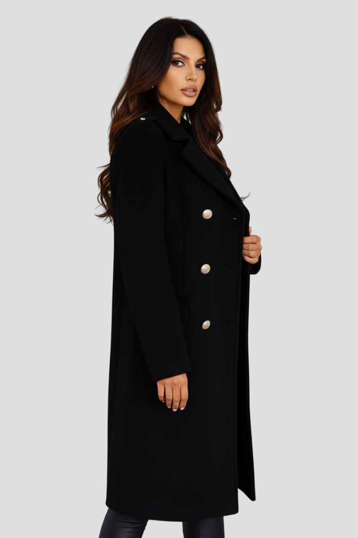 Women's Long Winter Coat with Double Button Front | Clean Silhouette Overcoat for Everyday Wear | Size S-3XL