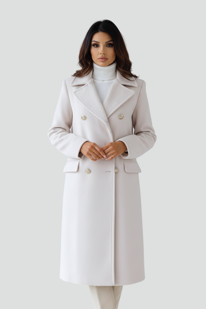 Women's Long Winter Coat with Double Button Front | Clean Silhouette Overcoat for Everyday Wear | Size S-3XL