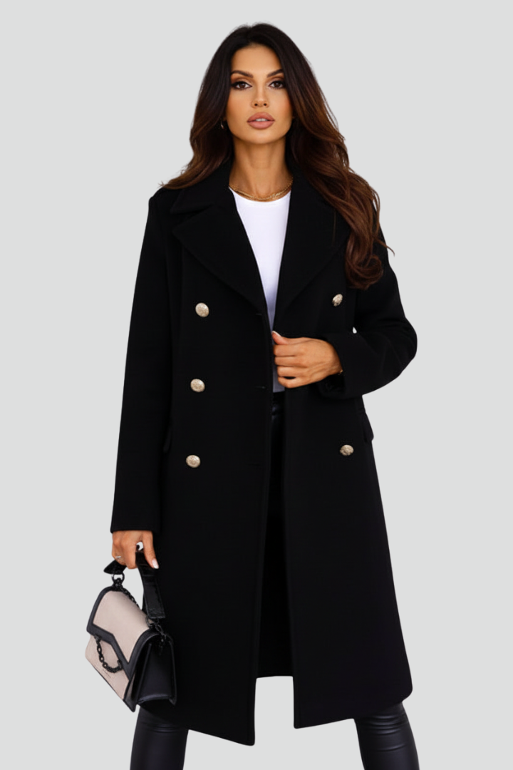 Women's Long Winter Coat with Double Button Front | Clean Silhouette Overcoat for Everyday Wear | Size S-3XL